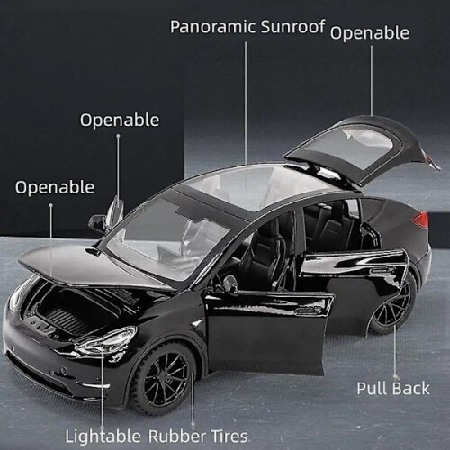 1/32Tesla Model Y Suv Παιχνίδι Αυτοκίνητο Μοντέλο, Χυτό Κράμα Μεταλλικό Ήχος & Φως Τραβήξτε 2