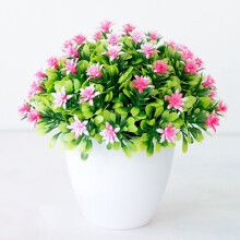 Zriyin művirág-utánzatú virág, műanyag virág-utánzatú cserepes bonsai dekoráció, rózsaszín