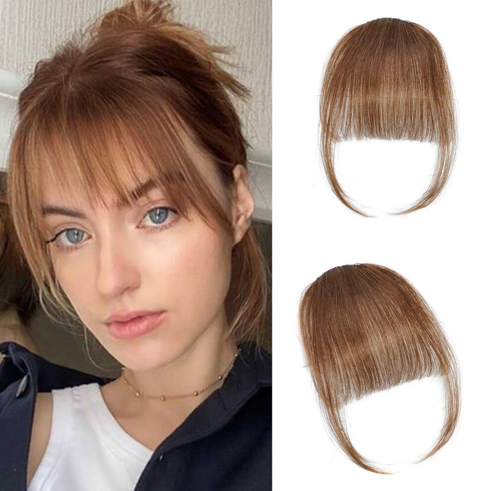 Unisex Blonde Wispy Clip In Human Hair Bangs With Temples, Real Dyeable Fringe For Women Girls