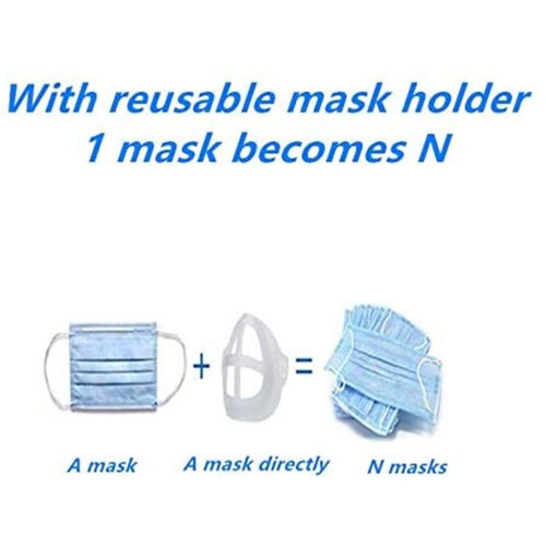 3D Mask Bracket Silicone Insert for Comfortable Breathing and Makeup Protection, 3pcs Reusable Face Mask Support Frame 2