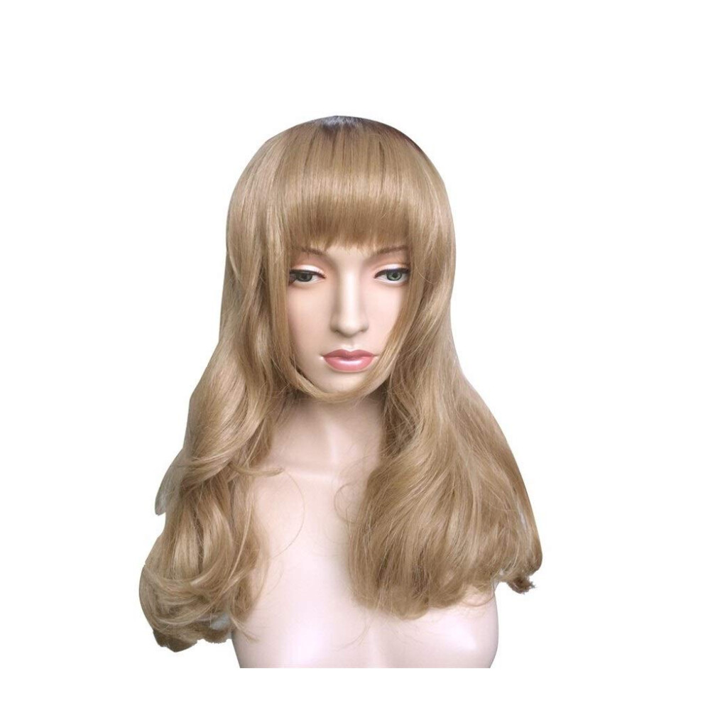 Unisex Long Curly Wig With Natural Hairlike Texture, Heat Resistant Synthetic Wavy Wig For Cosplay And Daily Wear
