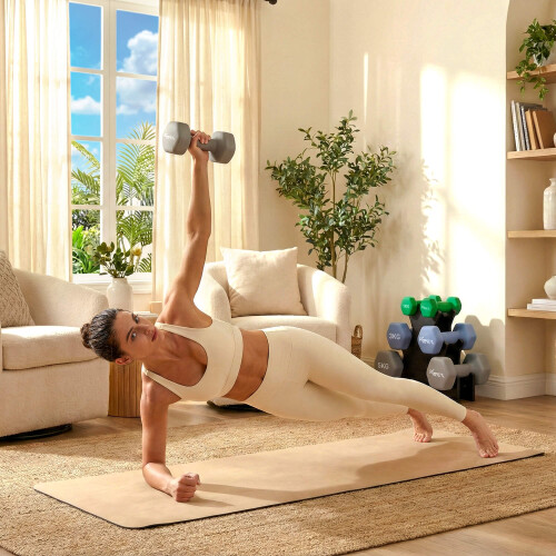 KM-Fit 18 kg dumbbell set with stand 1