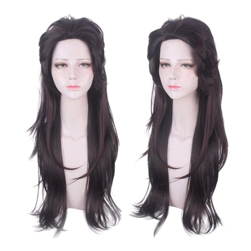 Unisex Brown Synthetic Braided Wig With Gradient Long Braiding Hair For African Braids And Hip Hop Stage
