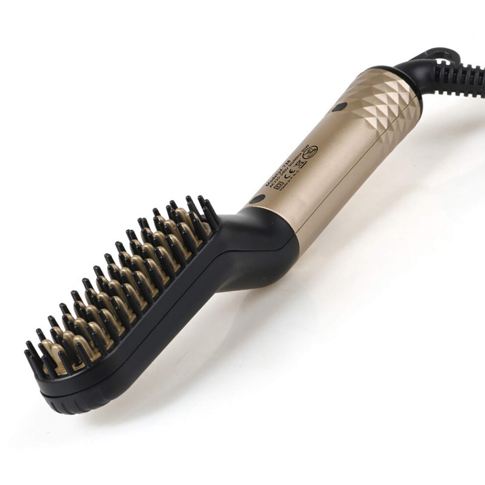 Unisex Gold Beard Straightener Heated Hair Comb With Dual Temperature Control And Ceramic Coated Teeth,