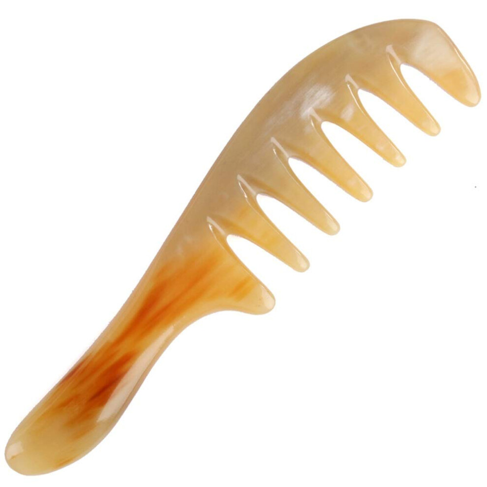 Unisex Wide Tooth Horn Hair Comb Natural Yak Horn Antistatic Detangler For Curly Hair And Scalp Massage