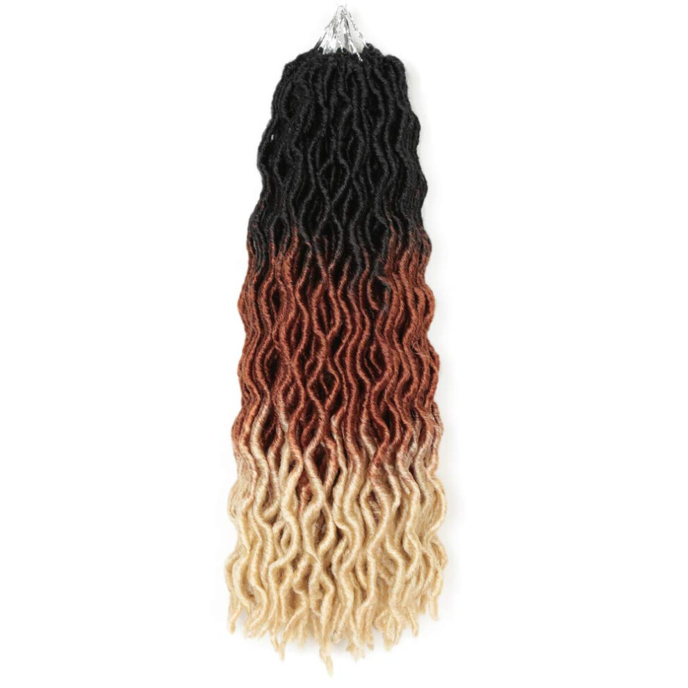 Unisex 7 Packs Wave Gypsy Locs Crochet Hair 18 Inch Goddess Faux Locs Extensions Synthetic Wavy Braids