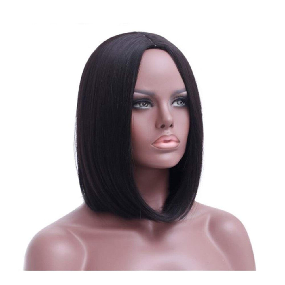 Unisex Grey Synthetic Straight Hair Wig With Long Bangs Heat Resistant Fiber For Women