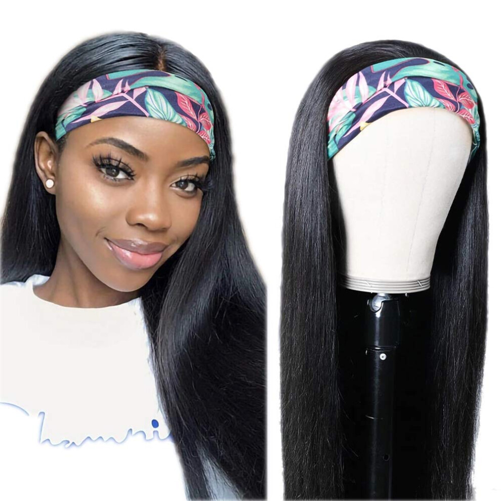 Unisex Black Headband Wig For Women Body Wave Glueless Brazilian Virgin Hair Natural Hairline 150% Density