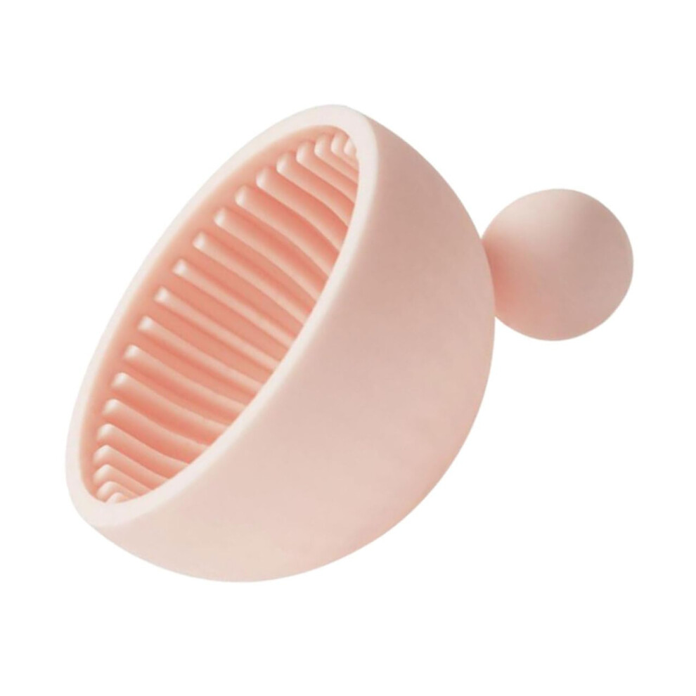 Silicone Makeup Brush Cleaning Bowl with Scrubbing Mat for Deep Cosmetic Brush Wash Pink Portable Tool