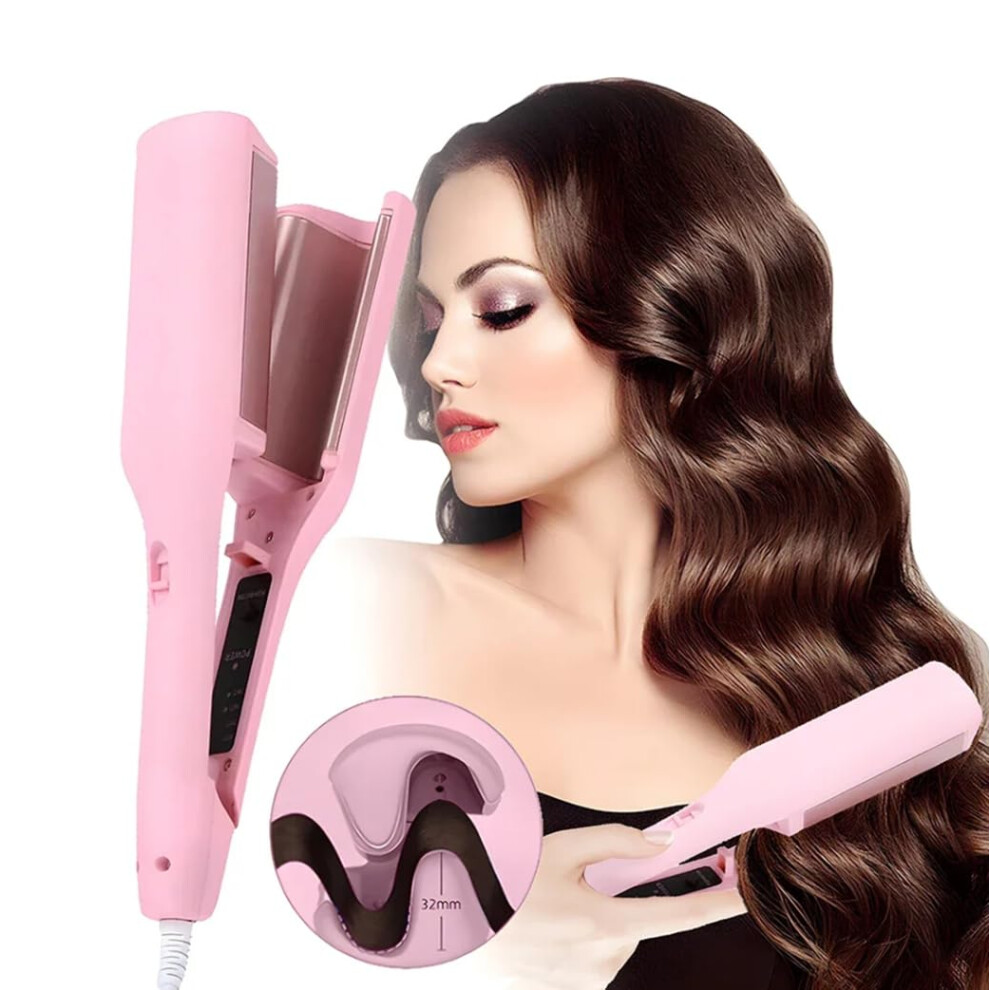 Hair Curling Iron 32mm Ceramic Barrel Fast 30s Heating 4 Heat Settings for LongLasting Waves