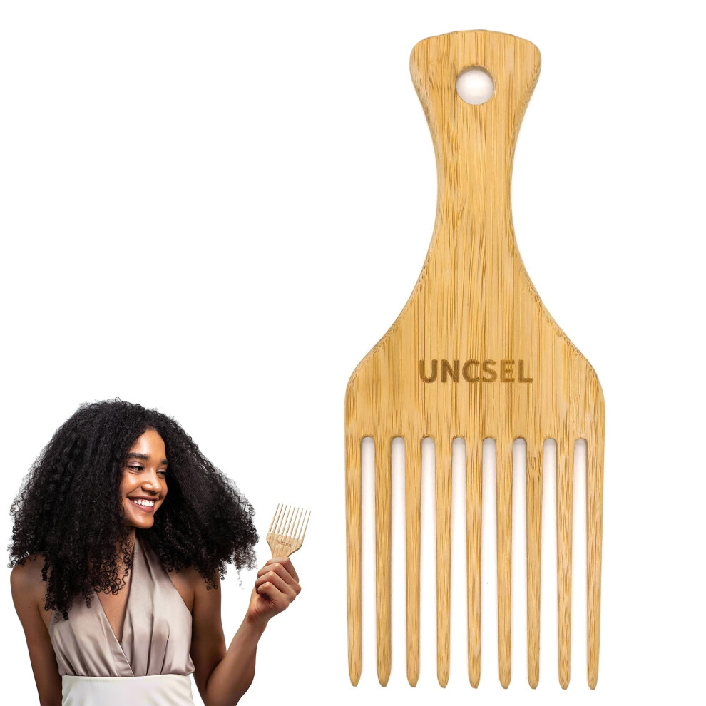 Afro Hair Pick Comb for Curly Thick Hair Men and Women, Wide Tooth Detangler Adds Volume