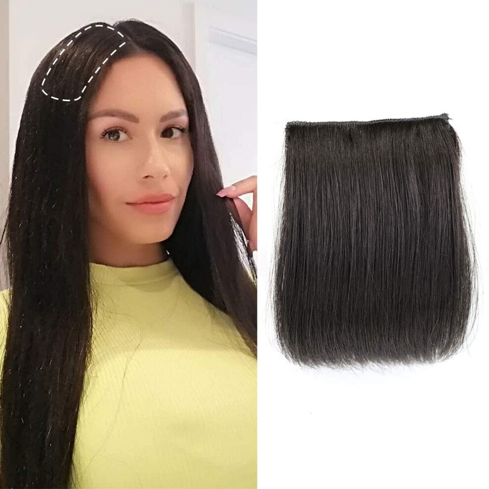 Unisex Black 6 Inch Natural Human Hair Clip In Extensions Hair Topper For Thinning Hair And Volume