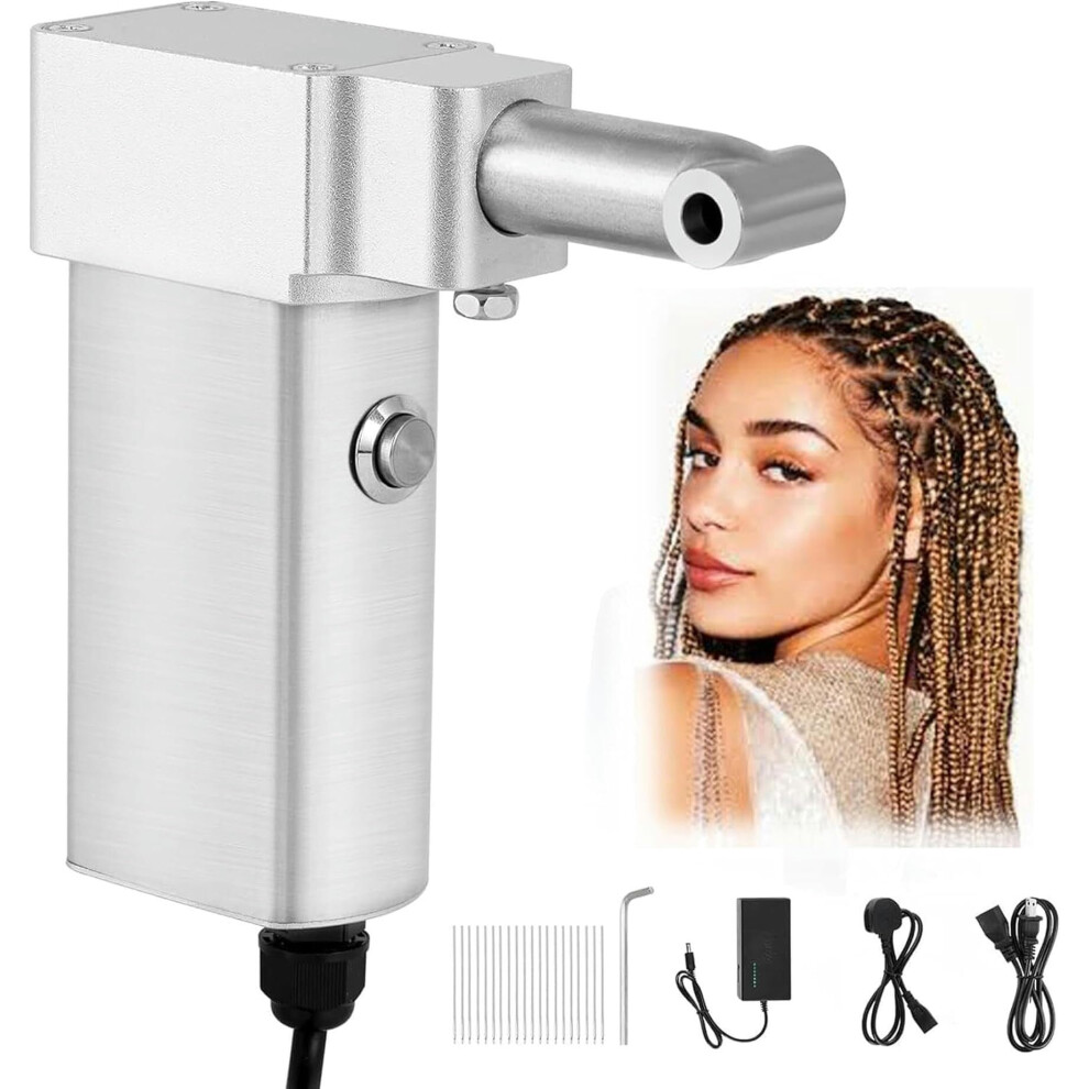 Unisex Silver Electric Dreadlock Machine 96W With 20 Needles For Fast Onehand 10Mm Hair Braiding