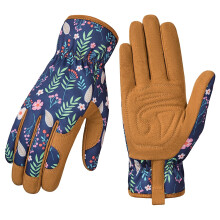 Gardening Gloves for Women Leather Thorn Proof Outdoor Work Gloves for Weeding Black