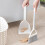 2 Pack Broom and Dustpan Set for Efficient Floor Sweeping, Compact Design, White 5