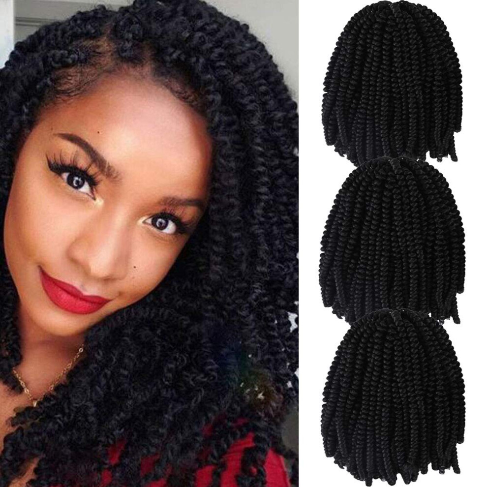 Unisex Light Spring Twist Crochet Hair Extensions 10 Inch 3 Packs Ombre Bomb Twist Braids Synthetic
