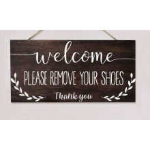 ITSELFER Please Remove Your Shoes Wooden Hanging Sign - Farmhouse Front Door Plaque, Compatible with Home Decor