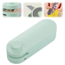 Mini Bag Sealer 4 in 1 Portable USB Rechargeable Food Saver with Cutter for Plastic Snack Bags Green