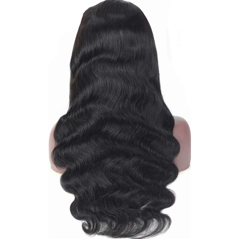 Unisex 28 Inch Brazilian Remy Lace Front Wig 13X4 Long Wavy Human Hair Natural Hairline Design