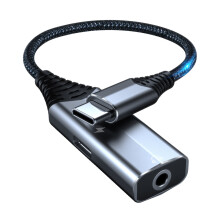 Cábla Muirir Thapa 60W le Cábla Adapter Fuaime Digiteach Cineál-C Kiplyki, Tiontaire Cluasán 3.5, Muirearú Fóin, Glao