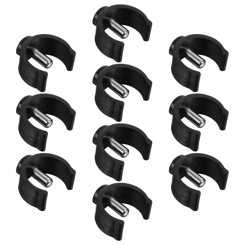 Black 10Pcs Steel Cshape Walker Tube Clamps With Crutch Pin Locks 25/28Mm For Seniors