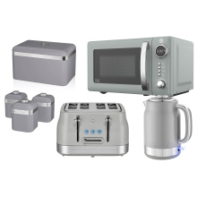 Swan Retro Revive Grey Kettle Toaster Microwave & Storage