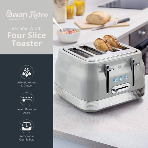 Swan Swan Retro Revive Grey Kettle Toaster Microwave & Storage 2