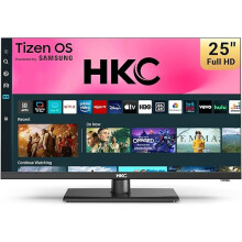 HKC 24 Inch Full HD/FHD 1080P Smart TV, 25 Inch Tizen OS Central Stand Design Television with Netflix Disney+ Gaming Hub Dolby Audio, Made in the UK