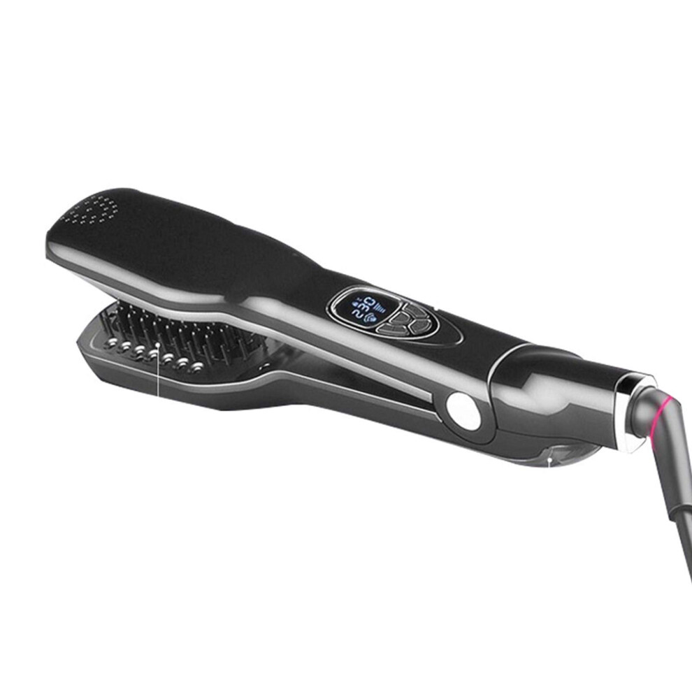 Hair Straightener Brush with Ceramic Coating, Negative Ion Technology, LCD Display, Dual Voltage