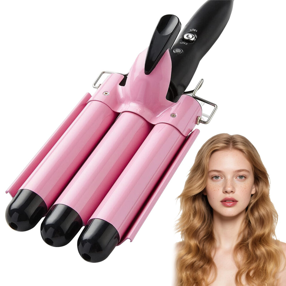 3 Barrel Curling Iron 32mm Hair Waver with Fast Heating Adjustable Temp for Beach Waves Long Hair