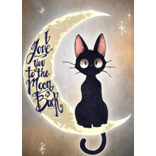 5D Diamond Painting Kit for Adults Full Drill DIY Art Canvas I Love You to the Moon Cat 14x18in