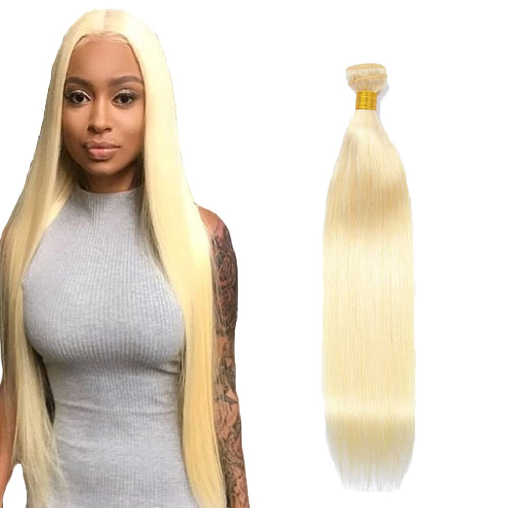 Unisex 613 Blonde Brazilian Straight Human Hair Bundle 10 Inch Virgin Remy Extension With Honey Blonde Shine