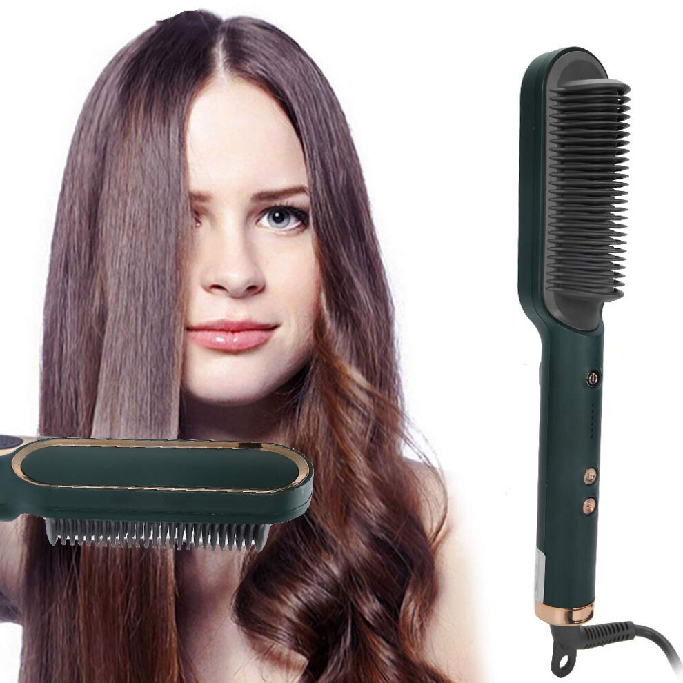 Hair Straightening Brush Electric 2in1 Straightener and Curler Rapid Heat Up 5 Temp Settings