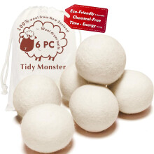 Wool Dryer Balls XL 6 Pack Organic Wool, Chemical Softener for Baby, Reduces Static Wrinkles & Drying Time