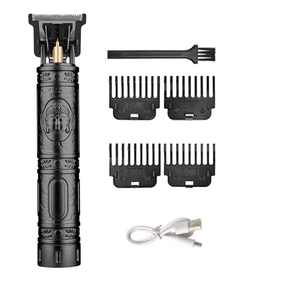 Black Professional T9 Titanium Blade Hair Clipper For Men, Cordless Rechargeable Electric Trimmer