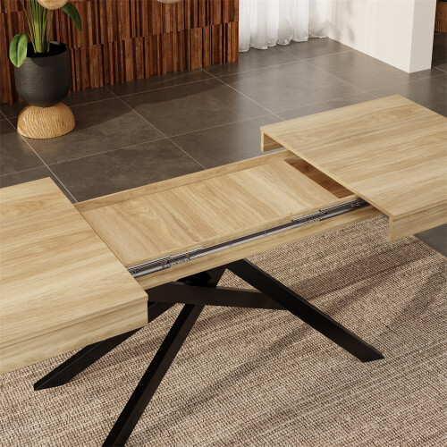 Oak Colour Extendable Table for 6-8, Metal Legs 2
