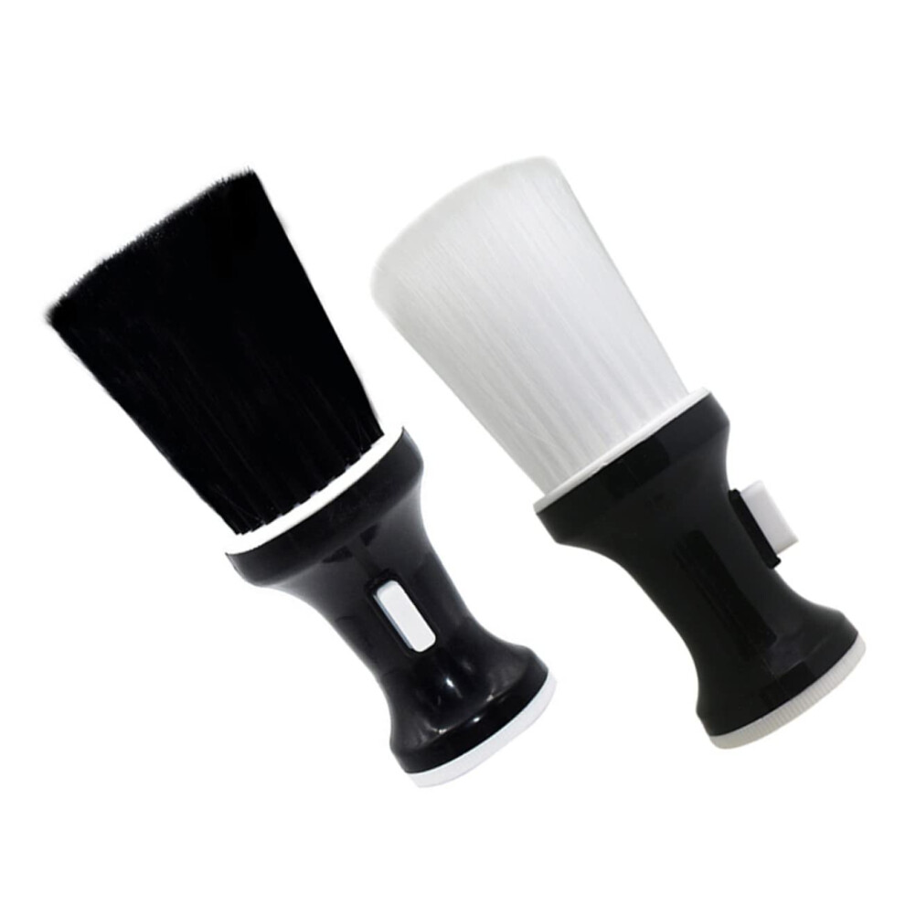 White Barber Neck Duster With Soft Bristles And Powder Dispenser For Haircut And Salon Cleaning Brush 2Pcs