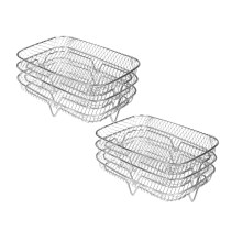 Xubond Kitchen Essentials, Multi Layer Stainless Grill Square Air Fryer Rack Stackable Dehydrator Accessories Instant Barbecue Grill, Grill