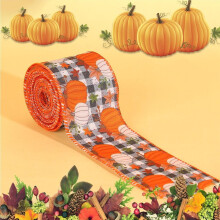 Thanksgiving Ribbon Festival Theme Ribbon Pumpkin Maple Leaf Truck Style Grilled Decorative Ribbon