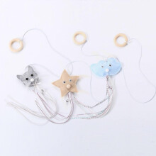 Set van 3 kattenspeeltjes, grappig vilten cartoon muis/ster/wolk kattenspeeltje met trekring en belletje voor kittens