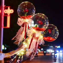 Bouquet de 3 ballons lumineux LED en forme de roses, idéal pour décorer Noël, les fêtes et les mariages.