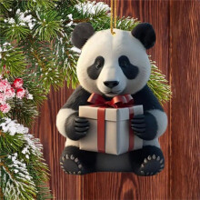 WinysinChristmas Panda Κρεμαστό Χριστουγεννιάτικο Δέντρο με Ακρυλικό Κινούμενα Σχέδια Panda