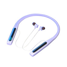 PAVEOS Bluetooth-hörlurar lila, nackmonterade trådlösa BT5.3, brusreducering, stereoljud, sport, kompatibla med xxx