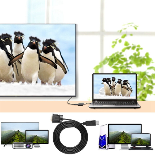 Μετατροπέας καλωδίου HD1080P DP σε VGA 1,8 μέτρων για υπολογιστή και φορητό υπολογιστή 1