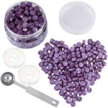1 set sigillstämpelsatser med tätningsvaxpartiklar för retro sigillstämpel rostfritt stål sked ljus mörkviolett 9x5mm