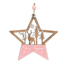 GadgetVLot Pink Wooden Christmas Tree Pendant Christmas Decorations