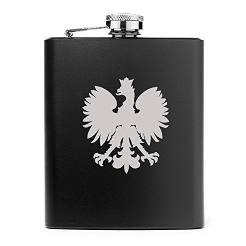 Φιάλη ισχίου από ανοξείδωτο ατσάλι 7oz Poland Polish Eagle (μαύρη)