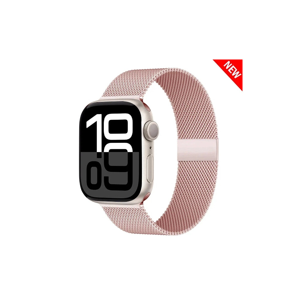 Milanese Loop Band Compatible With Apple Watch 40Mm 41Mm 42Mm 44Mm 45Mm 46Mm 49Mm Iwatch Series 9 8 7 6 5 Se Ultra 2 Starlight Soft Pink 9499224569478
