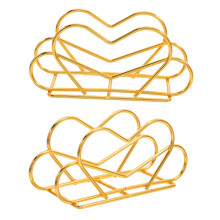 2 Pack Metal Napkin Holder Heart Shaped Standing Tissue Dispenser for Table Kitchen Countertop Indoor Outdoor Golden