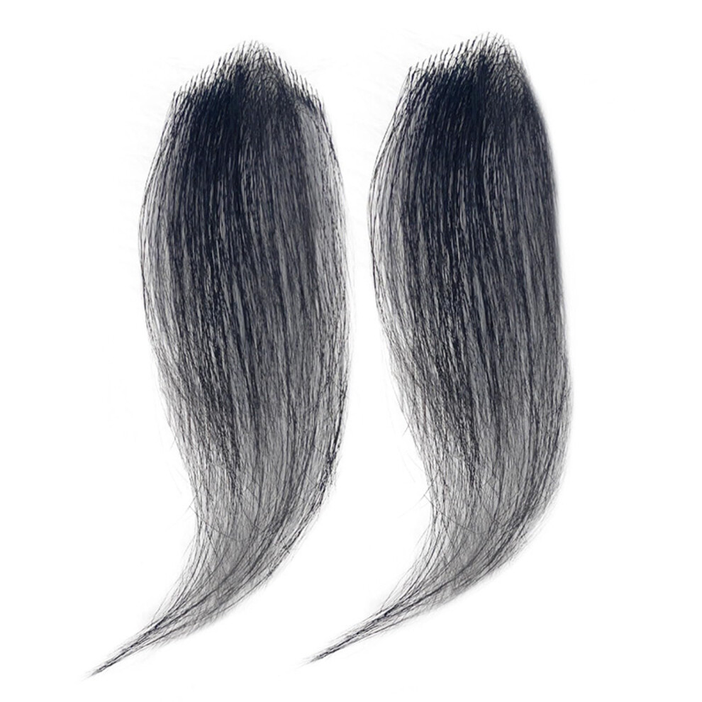 Unisex Hair Toppers With Human Hair Bangs, Invisible Hairline Wig Patch For Men And Women, 2Pcs 15Cm
